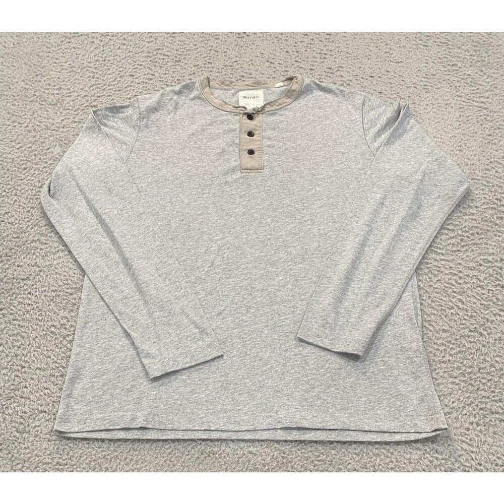 Billy Reid Shirt Mens Medium Gray Long Sleeve Henley Jersey Knit Casual Tee